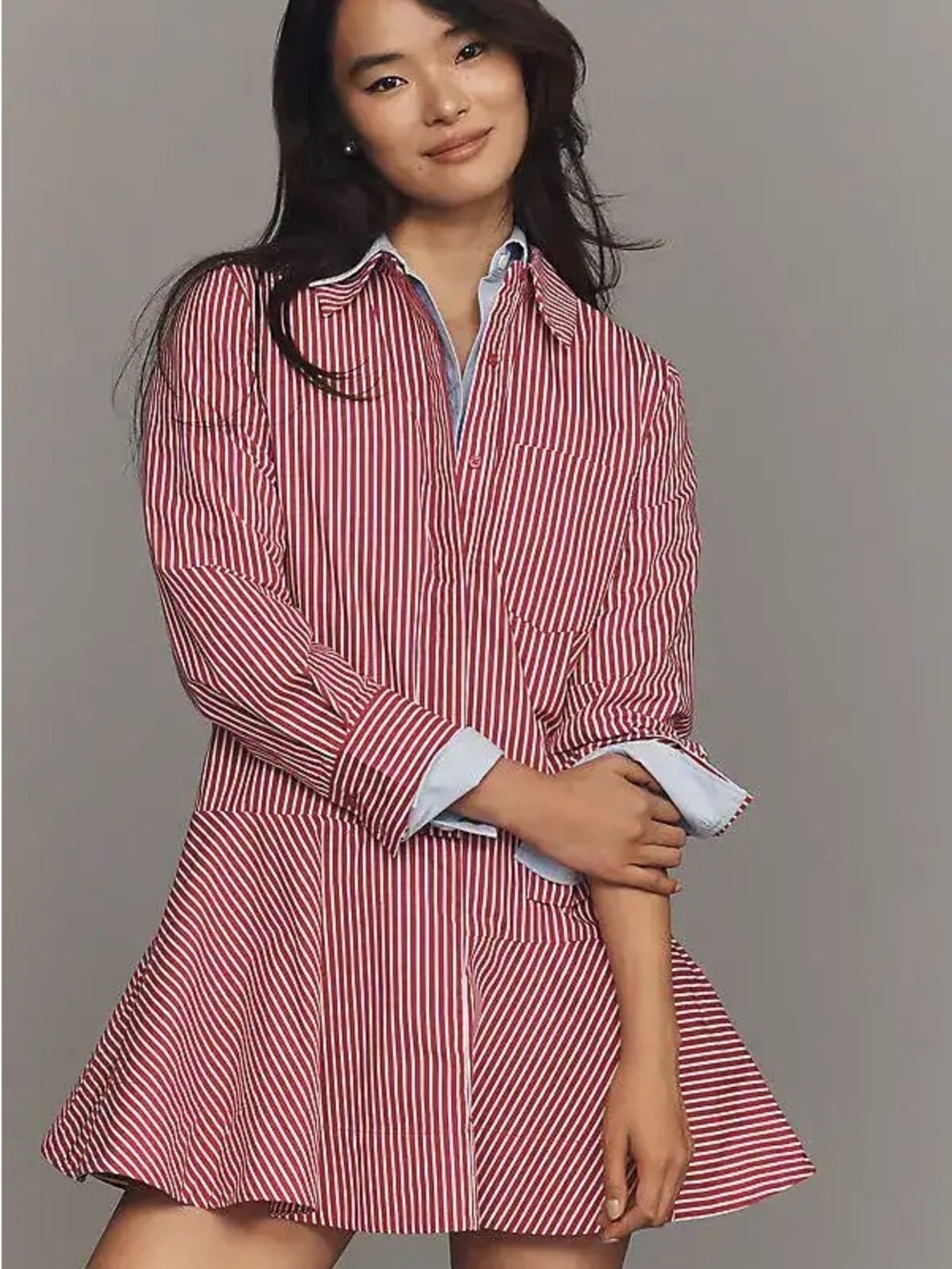 ENGLISH FACTORY Collar Tuxedo Shirt Dress Womens XS Striped Coastal NWT $160$